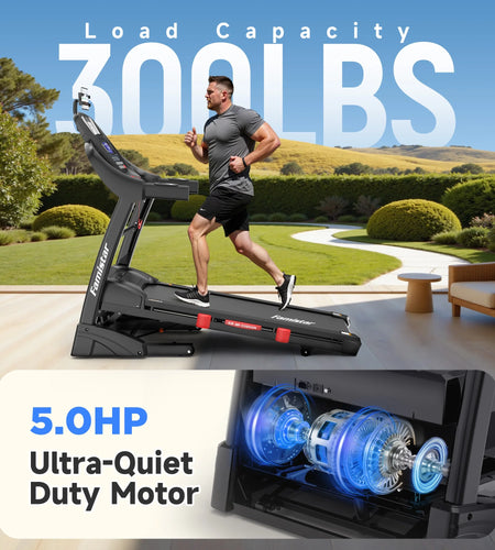 5.0HP Folding Treadmill for Home with 20 Auto Incline, Smart APP, 300Lbs, Hifi Bluetooth Speakers, 64 Programs, 12MPH Speed, Foldable Electric Treadmill Running Machine, Knee Strap Gift