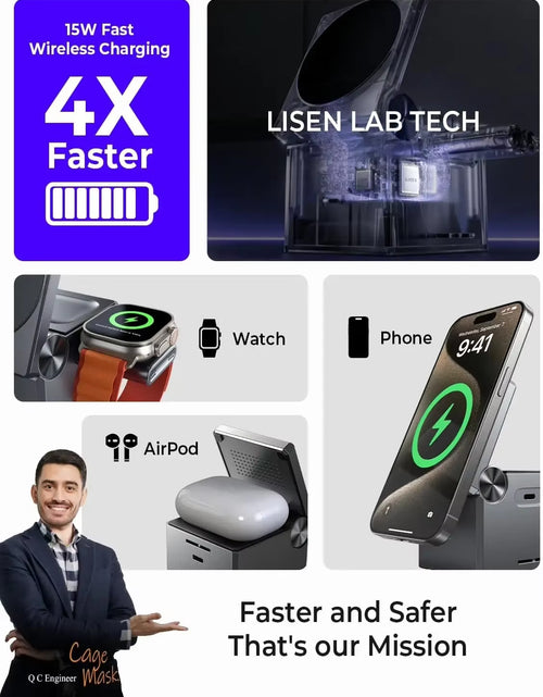 Load image into Gallery viewer, LISEN 3 in 1 Charging Station Cube for Multiple Devices Apple Fortravel Charger for Iphone 15 Pro Max Airpods Apple Watch
